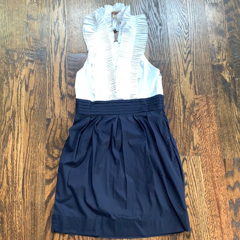 Pauln RC Sm navy & white halter dress